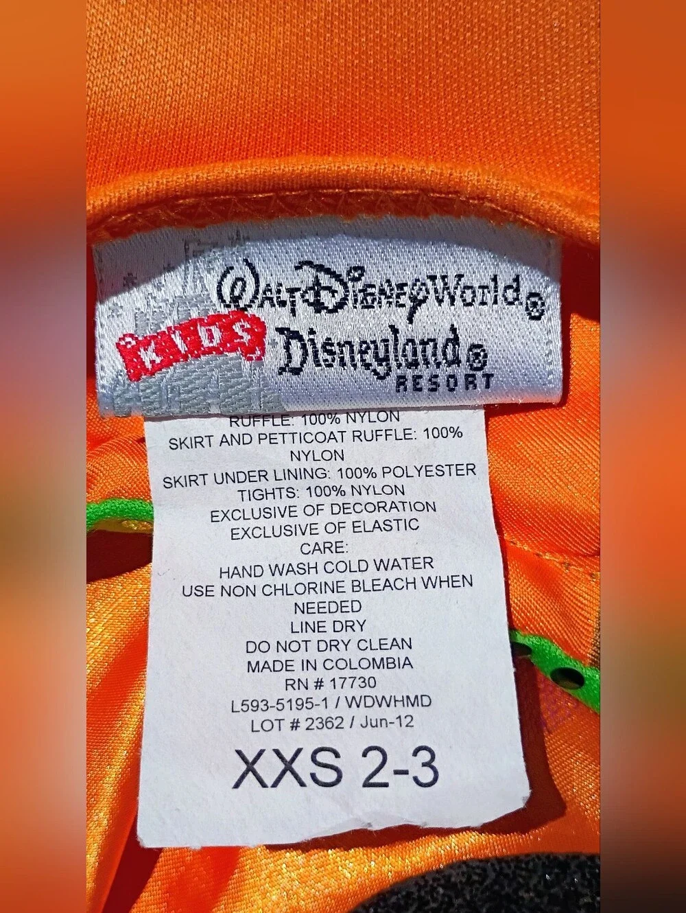 XXS 2T/3T Disney Minnie Mouse Orange Pretend Play Dress Up Halloween Costume